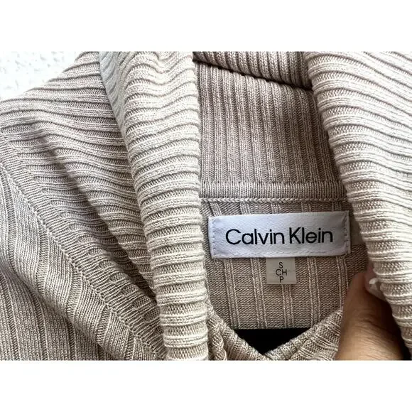 Calvin Klein Women's Beige Tan Turtleneck Knit Sweater Lightweight - Picture 5 of 6